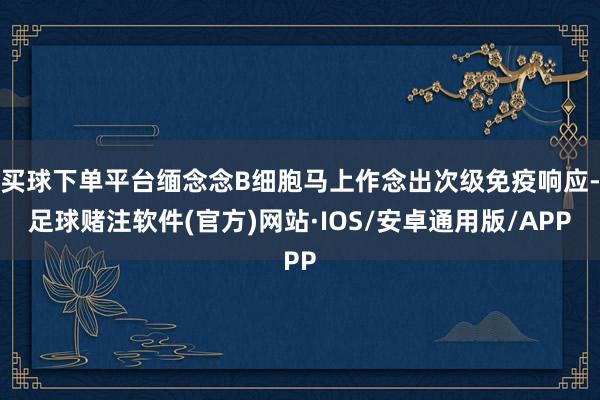 买球下单平台缅念念B细胞马上作念出次级免疫响应-足球赌注软件(官方)网站·IOS/安卓通用版/APP