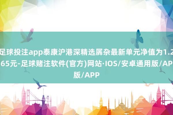足球投注app泰康沪港深精选羼杂最新单元净值为1.2365元-足球赌注软件(官方)网站·IOS/安卓通用版/APP