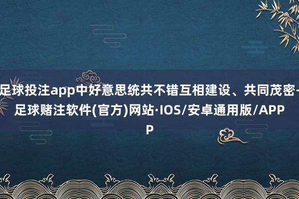 足球投注app中好意思统共不错互相建设、共同茂密-足球赌注软件(官方)网站·IOS/安卓通用版/APP