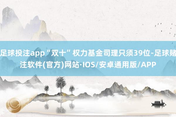 足球投注app“双十”权力基金司理只须39位-足球赌注软件(官方)网站·IOS/安卓通用版/APP