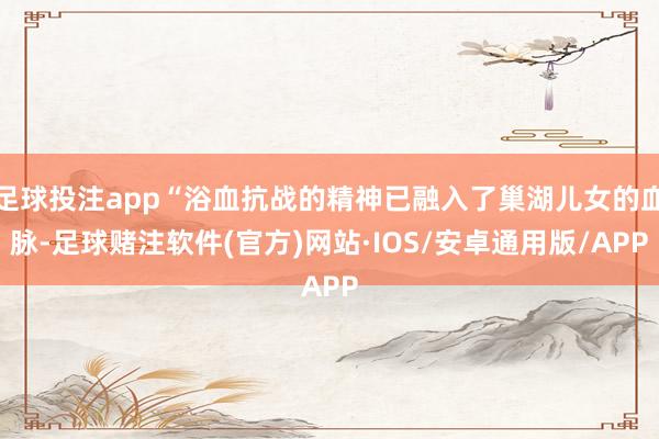 足球投注app“浴血抗战的精神已融入了巢湖儿女的血脉-足球赌注软件(官方)网站·IOS/安卓通用版/APP