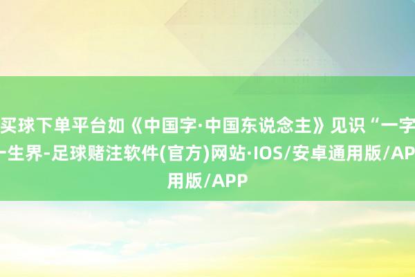 买球下单平台如《中国字·中国东说念主》见识“一字一生界-足球赌注软件(官方)网站·IOS/安卓通用版/APP